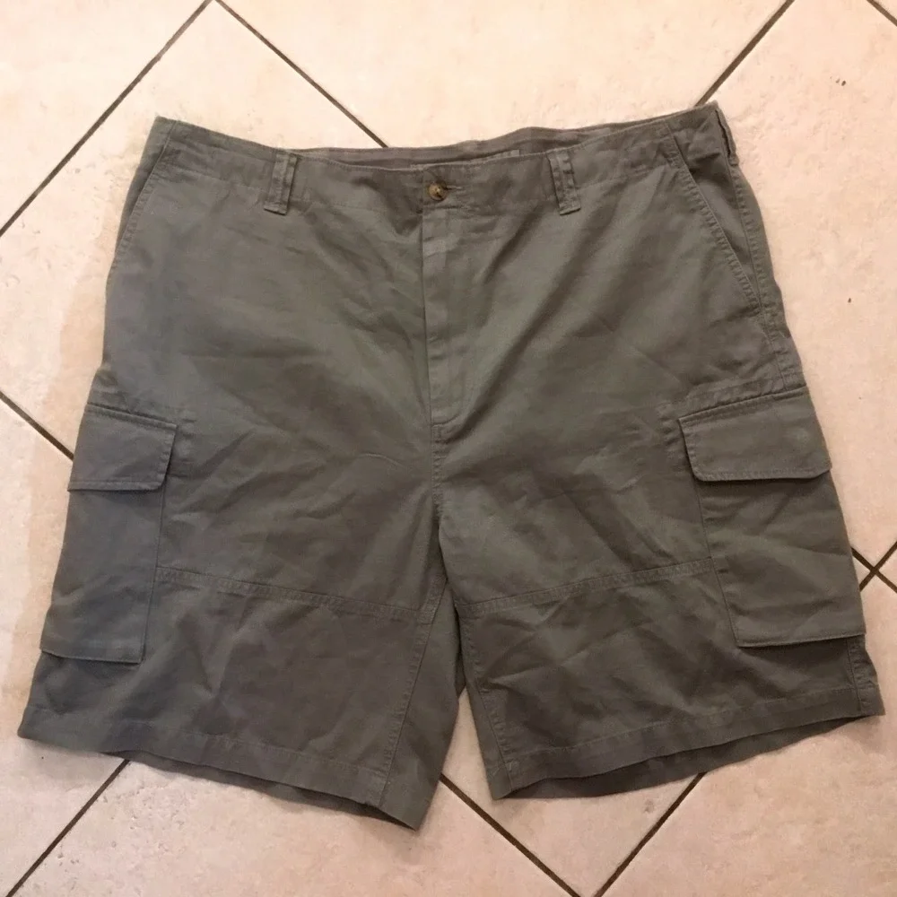 Polo‎ Ralph Lauren Mens Relaxed Fit Cargo Shorts Olive Gray Cotton Size 42